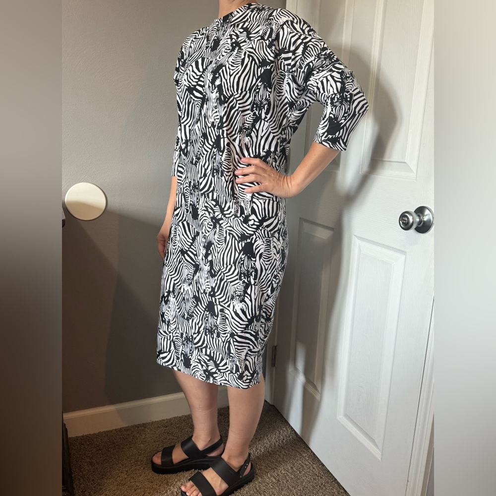 Stylish Black and White Zebra Print Swim/Activewear Dress
